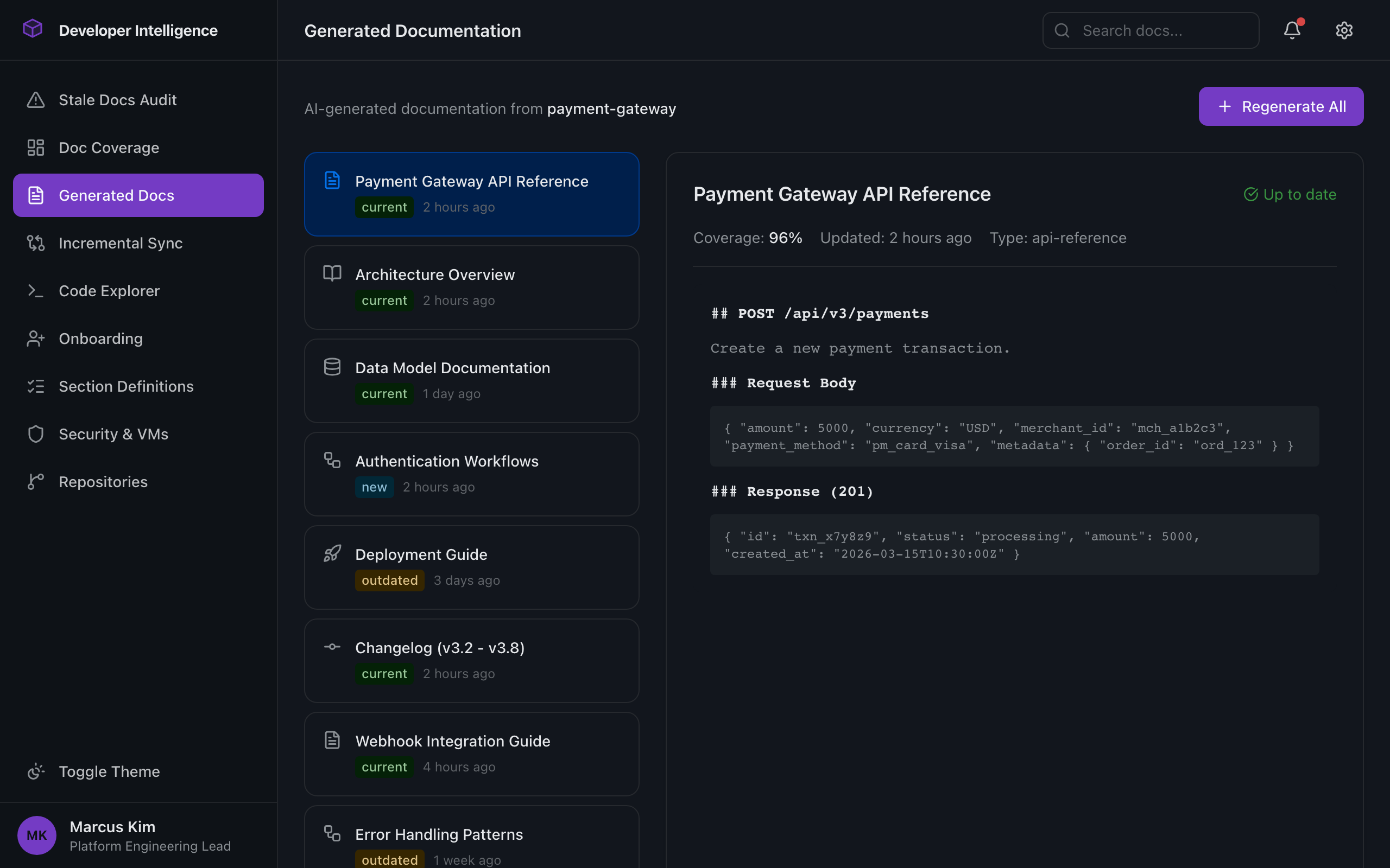 AI-generated structured documentation from a real codebase