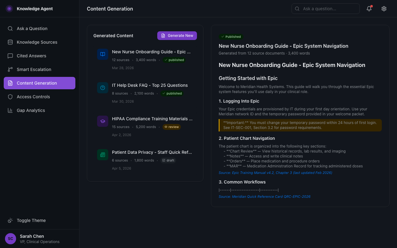 AI generating onboarding guide grounded in existing documentation