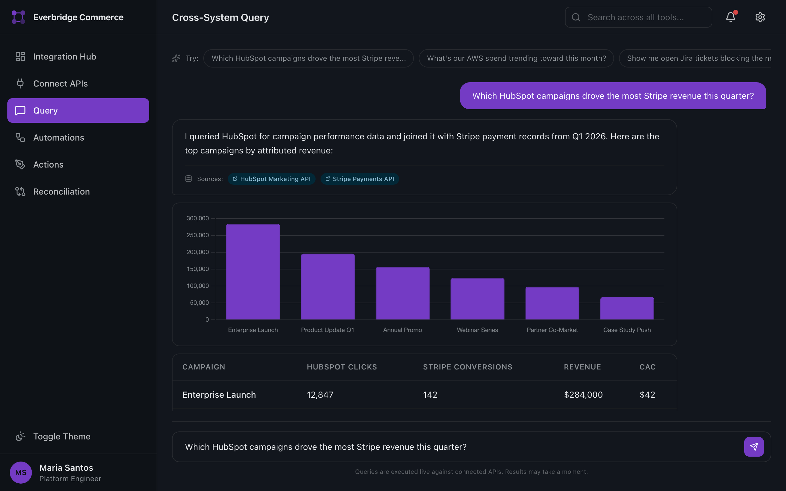 Cross-system query interface